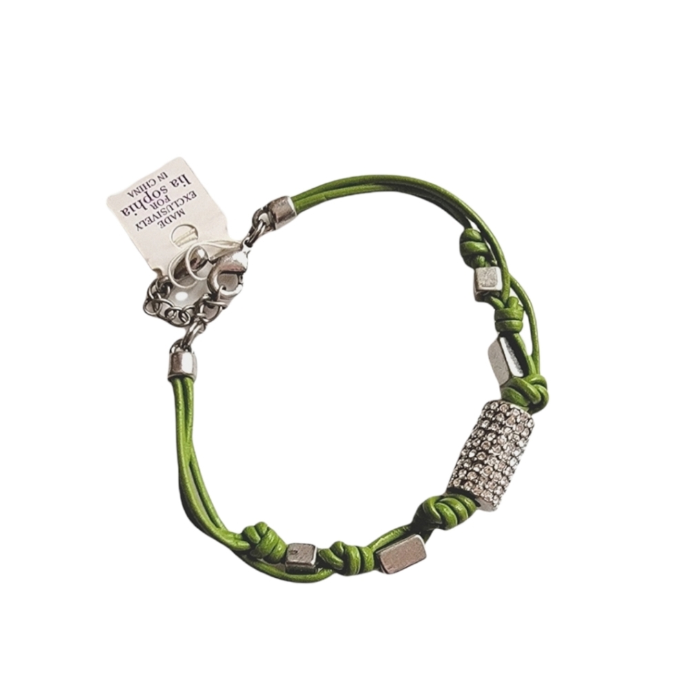 LIA SOPHIA RETIRED SPRING GREEN CORDED BRACELET NWT - Picture 1 of 3